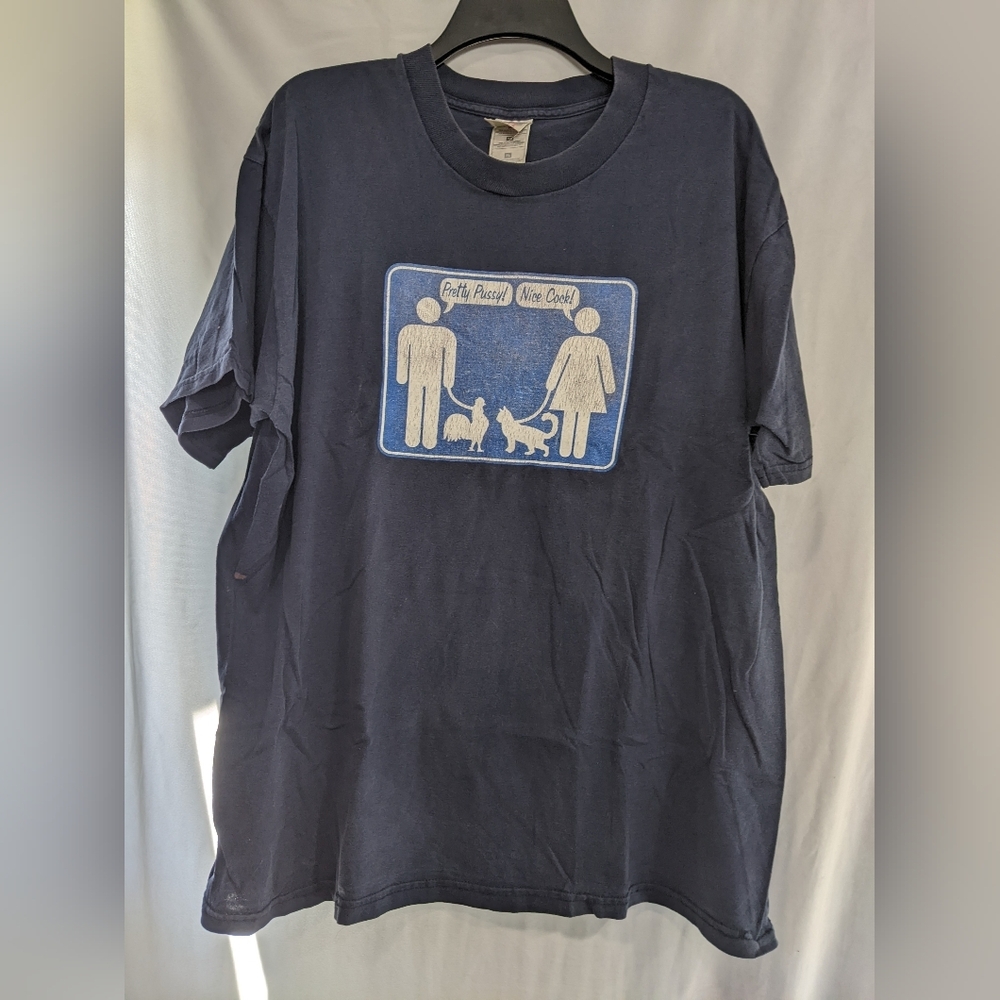 Vintage 90s Pretty Cat Nice Rooster Novelty Tee Shirt